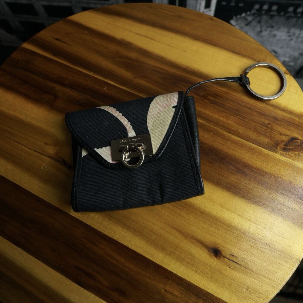 Authentic Salvatore Ferragamo Gancini Canvas Pouch